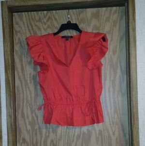 Red Ruffle Sleeve Top